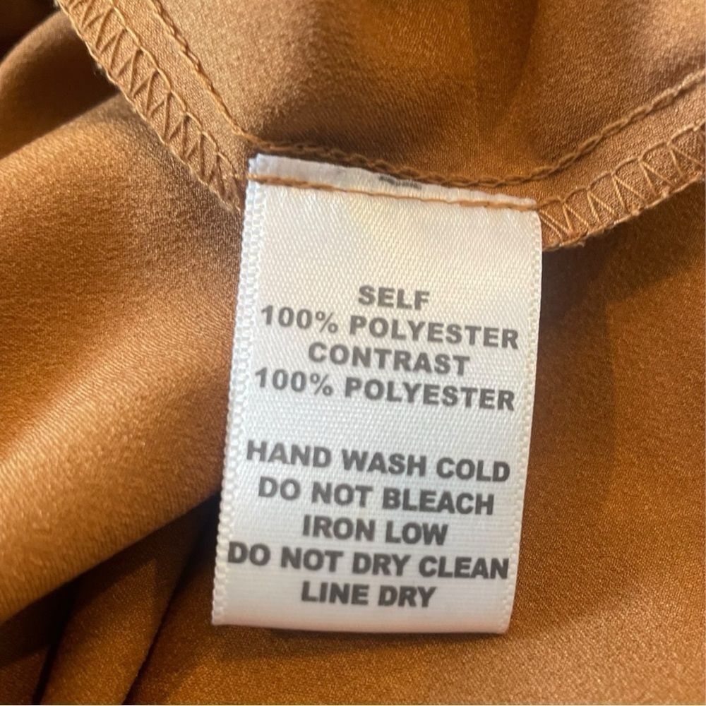 Harlowe & Graham Surplice Wrap Blouse XS Caramel Hi-Lo Long Sleeve Top - Picture 5 of 7